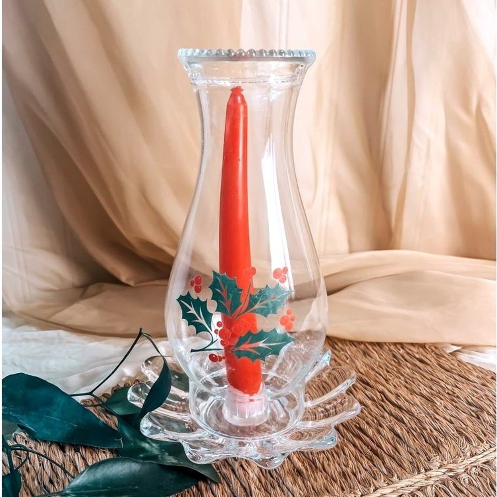 Indiana Glass‎ Holiday Hurricane Candle Holder